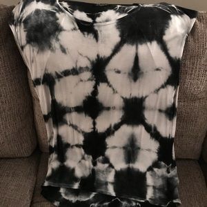 Womens black and white tie dyed top